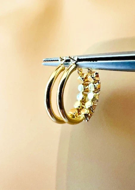 Pendientes de aro de citrino Estate de oro amarillo de 14 quilates corte princesa Foto 4 de 4