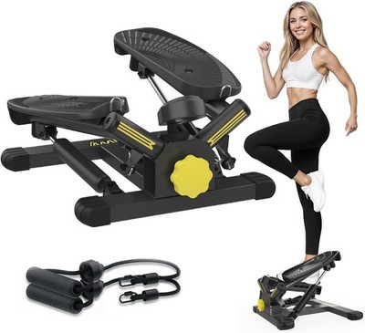 ZIWWVY Mini Stepper w/ Resistance Bands, 300LB Capacity, Twist Stepper Adjustabl