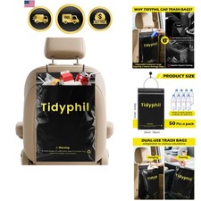50 Pcs Disposable Car Trash Bags Hanging Leak-proof Odor Seal. 2 Gallon Car...