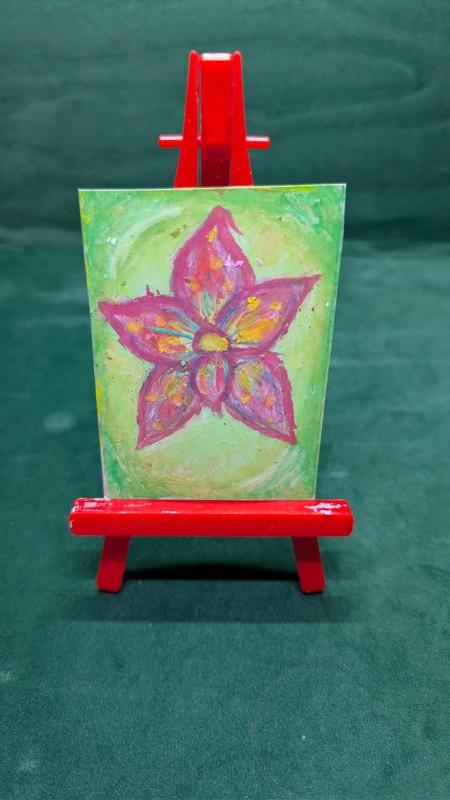 ACEO Original Painting- "QT" Oil pastel Painting 2.5x3.5