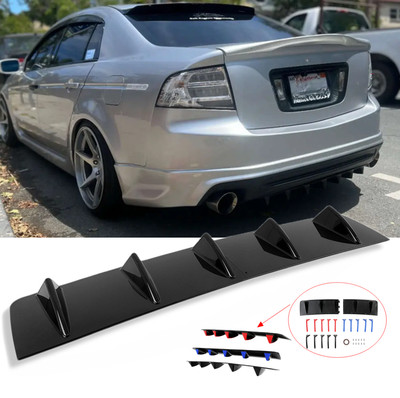 For 2005-2008 Acura TL Rear Lip Bumper Diffuser Spoiler Body Shark 5 Fin Glossy