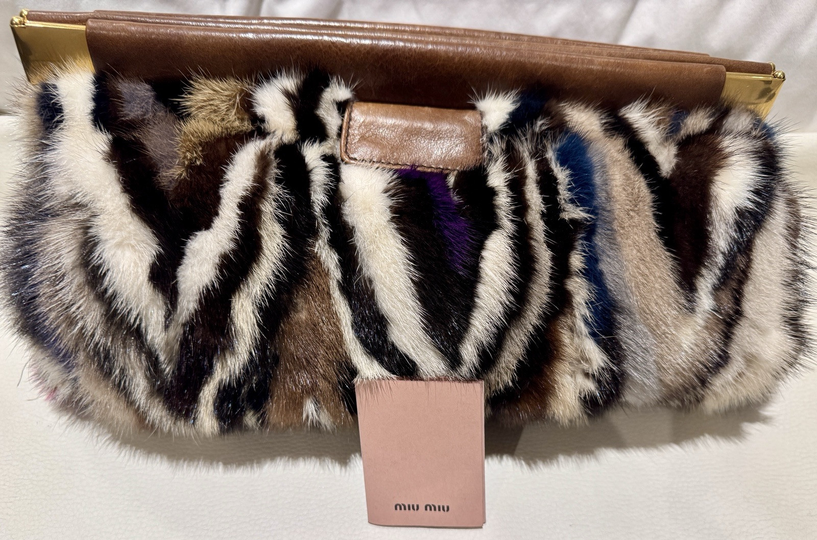 Miu Miu Clutch Bag In Rainbow Mink Patchwork Mult… - image 4