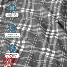 Bare Home Full Stirling Plaid Flannel Sheet Set Cotton Grey/White