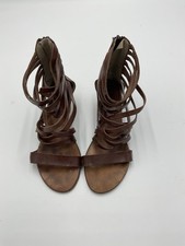 Brown Vero Cuio Italian Leather Women's Strap Heels Size Euro 36