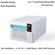 Portable 3-in-1 Air Conditioner 1800BTU - Cool/Heat/Dehumidify Low Noise 3-5㎡