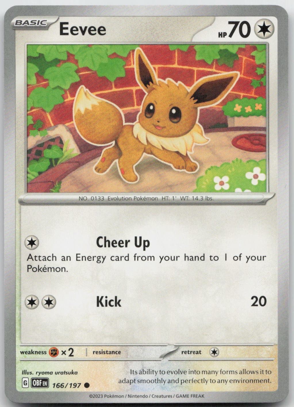 Pokemon Eevee Common 166/197 Obsidian Flames NM uratsuka