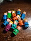 Vtg Fisher Price Little People lot wood bases  Some With Plastic Heads
