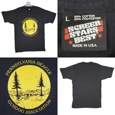 Vintage Screen Stars Best PA Beagle Shirt Mens Size L Black With Yellow Graphic