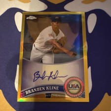 2011 Topps Chrome Gold Autograph Branden Kline #USABB9 /50 USA Baseball