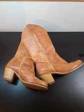 Vintage Dingo Brown Tan Leather Western Boots Womens Size 6.5 M "RARE"