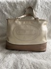 Coach Hampton Weekend Perforated Leather Tote Handbag in White & Tan #19393