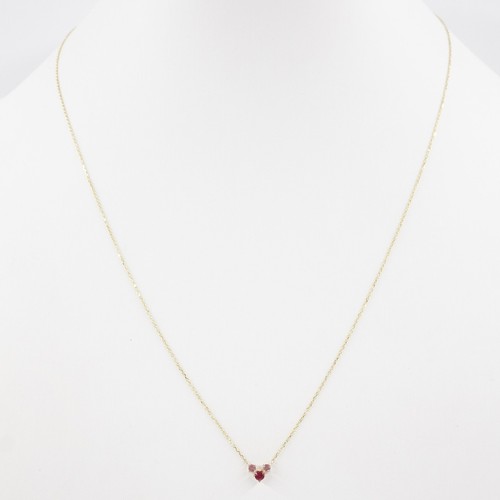 14k Yellow Gold 18in Cable Chain Necklace With Pink Gemstone Pendant (1.15g)