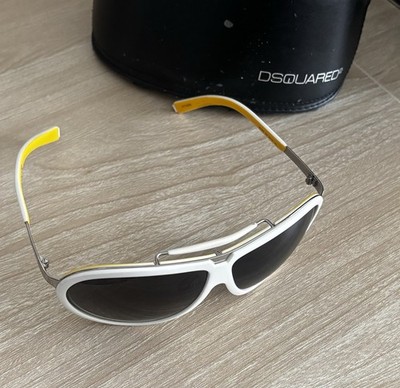 Sonnenbrille, Dsquared2 Dq0003 Pilotenbrille Weis Gelb, Made In Italy