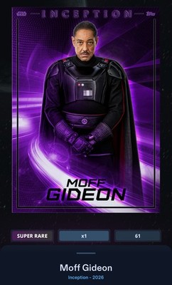 Moff Gideon Purple 600cc SR - Topps Star Wars Card Trader Inception 2026