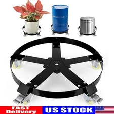 1 Pack 55 Gallon Drum Dolly 1250lbs 360° Swivel Casters Steel Frame