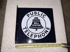 Vtg Porcelain 2 Sided 11" Flange Sign Bell System Public Telephone Payphone