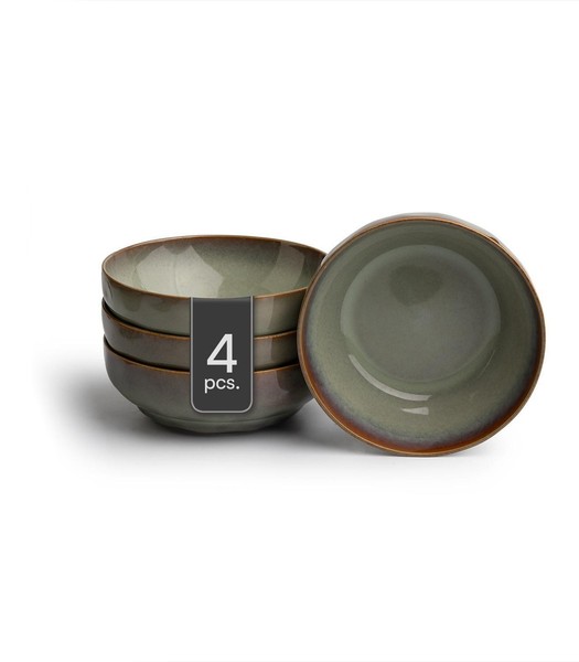 Schalen 4Er Set Salatschalen Dessertschale Steingut MintgrüN Braun Ø 17 Cm-image