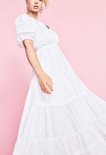 Betsey Johnson Cotton Dress  White Confetti Speckles XL Midi Boho Prairie Modest