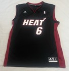 Adidas Lebron James #6 Miami Heat Jersey Black and Red Size Large