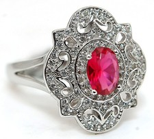 2CT Treated Ruby  Topaz 925 Solid Sterling Silver Ring size 8