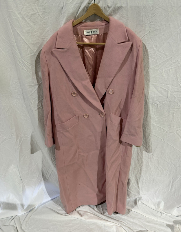 I. Magnin & Company Women’s Pink Long Overcoat L Button Front Lined Pockets