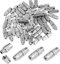 50Pcs Brass Screw Clasps for Jewelry Making, Cord End Caps Silver 