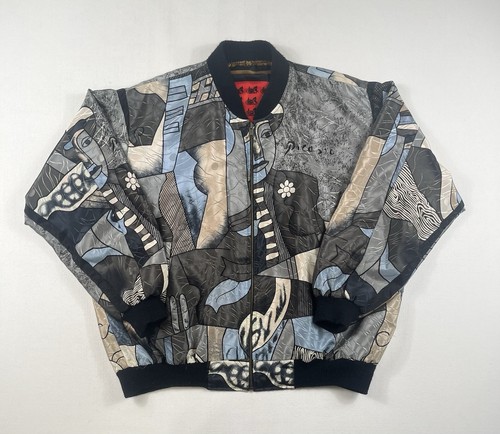 Vintage 90s Reversible Silk Picasso Art Bomber Jacket Size XL