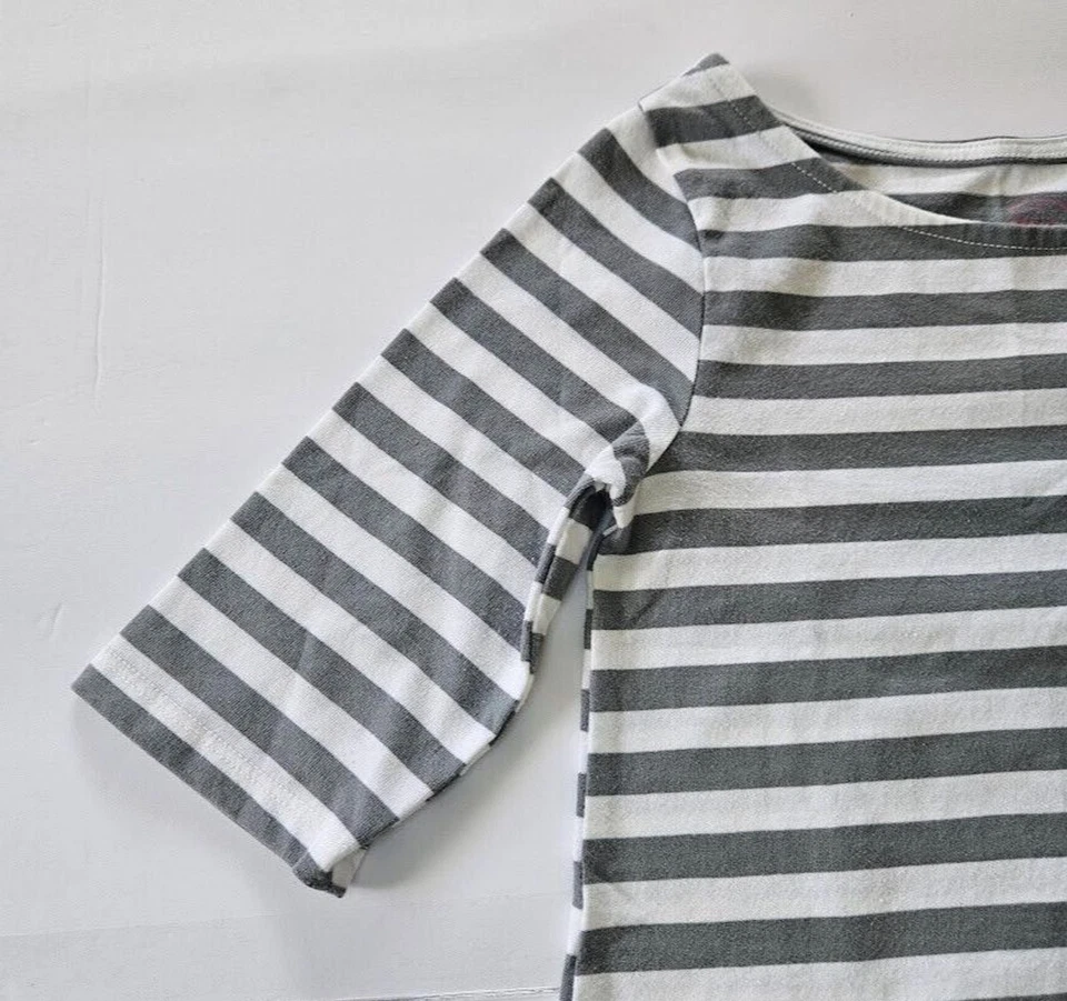 Vestido vaquero a rayas gris blanco manga 3/4 Faded Glory para niñas talla S Foto 3 de 4