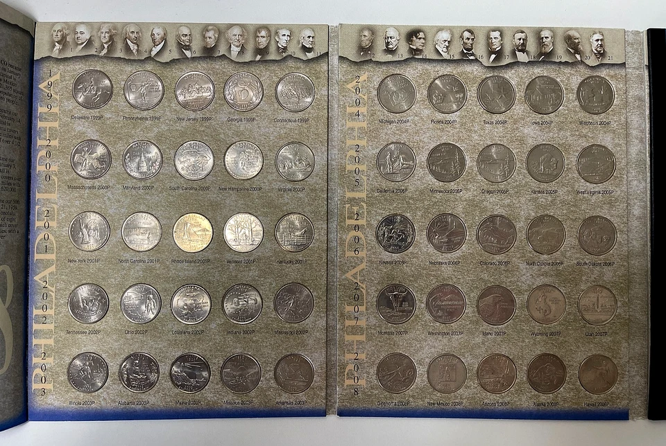 H. E. Harris 1999-2008 P & D 100-Coin 50 State Quarter Complete Set - Album - Image 3 of 4