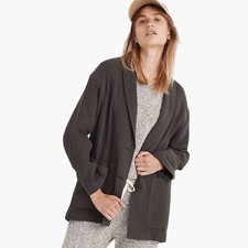 Madewell Lightspun Dorset Blazer M Gray Gauze Coastal Lagenlook Oversized Boho