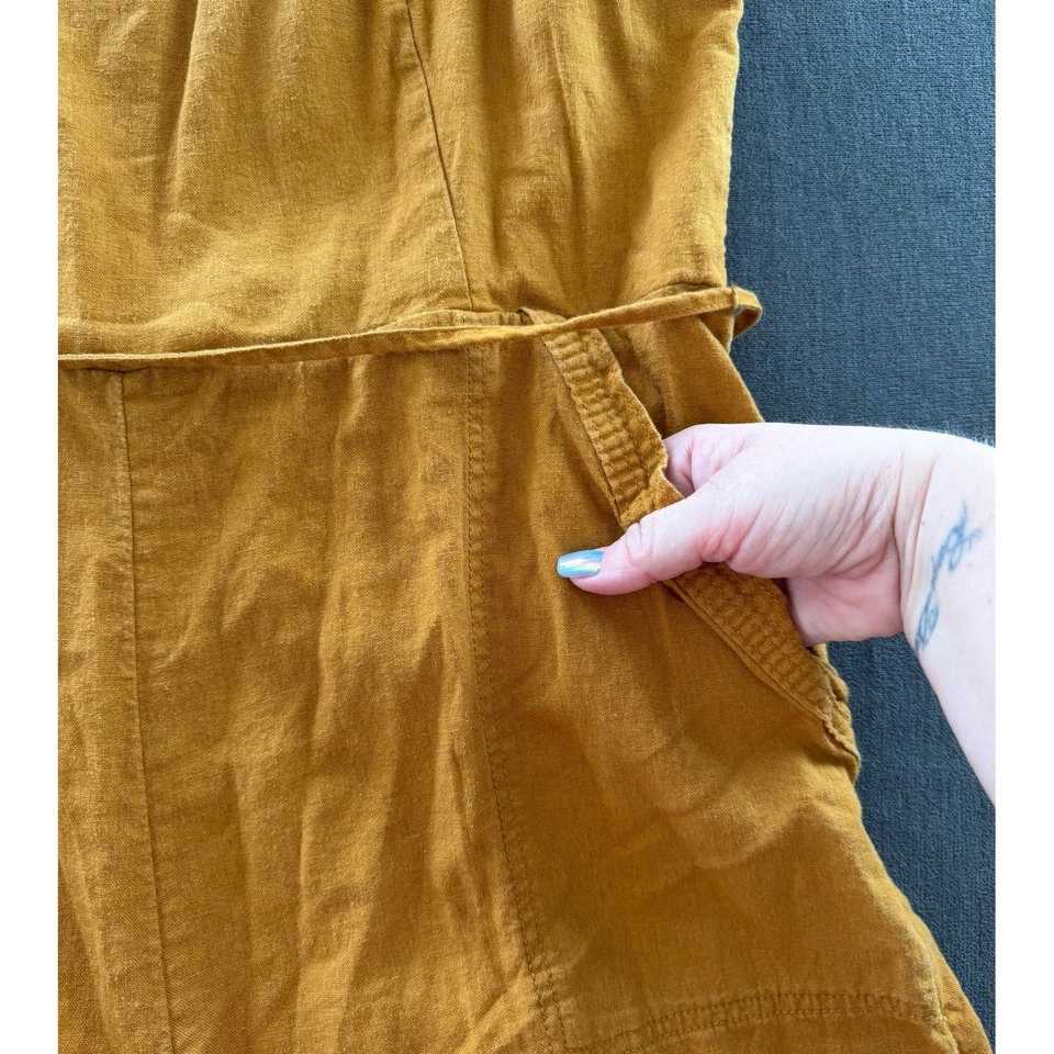 Old Navy Linen Blend Romper Womens XL Brown Summer Casual Bohemian Coastal - Image 2 of 4