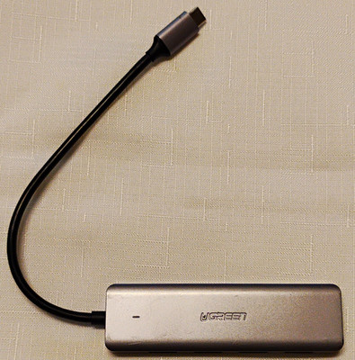 UGREEN Portable USB-C to 4-Port USB-A Hub w/ Micro-USB 5V Input, Silver