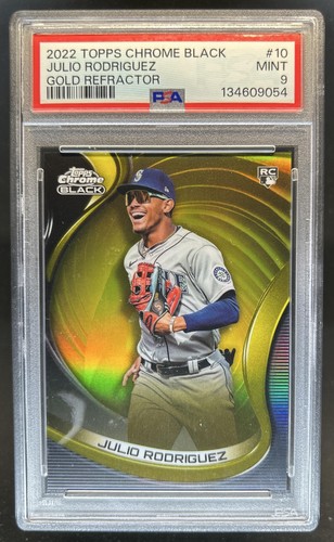 2022 Topps Chrome Black Julio Rodriguez Gold Refractor RC #/50 Mariners PSA 9