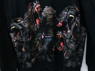 GIVENCHY MA-1　44 ブラック ナイロン モンキーブラザーズ　猿 Givenchy Monkey Brothers Graphic Print Cuban Men Black Sweatshirt