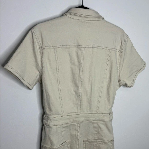 Macacão jeans Good American creme feminino tamanho 4 - Imagem 4 de 4