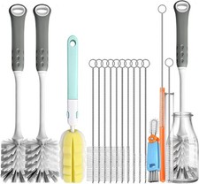14Pcs Bottle Brush Cleaner Set, Long Handle Bottle Brushes, Sponge Brushes,
