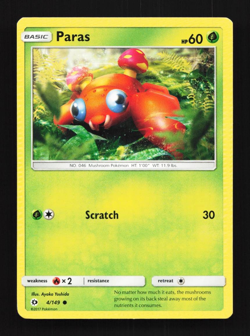 Paras 4/149 LP Sun & Moon English Pokemon Card TCG