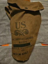 Vintage WWII US Non-Combatant Gas Mask M1A2-1-1 Medium Adult with Pouch/Bag