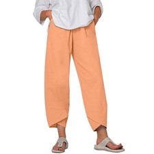 Ladies Summer Cotton Linen Baggy Trousers Plus Size Womens Casual Harem Pants