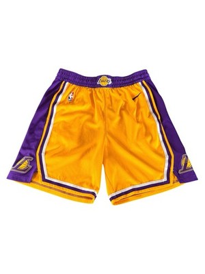 Nike Los Angeles Lakers NBA Dri-FIT Basketball Shorts Gelb Lila Gr. 42 XL