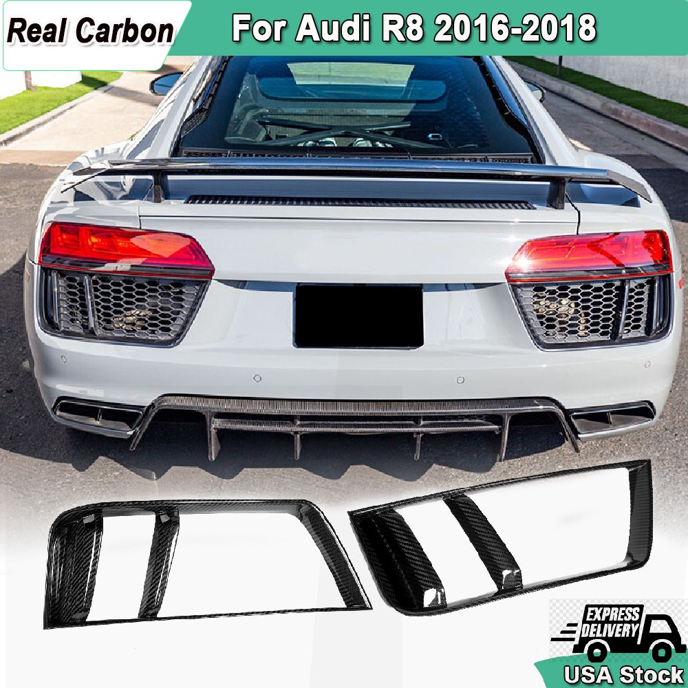 For Audi R8 2016-2018 Dry Carbon Rear Bumper Air Vent Fender Grill Covers Trims