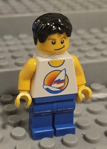 Lego MINIFIGURE- City Male Surfboard On Ocean  Cty0144.  Lot133