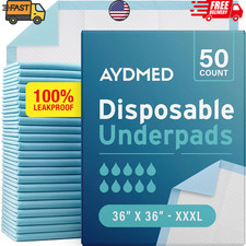 50pc Urinary Incontinence Underpads 36x36 XXXL Disposable, Max Absorbent Pee Pad