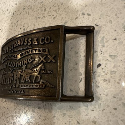 Vintage 1970s Levi Strauss & Co. Original Brass Belt Buckle Made in USA