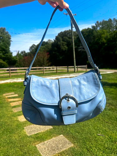 Coach SOHO Blue Shoulder Bag Silver Buckle
