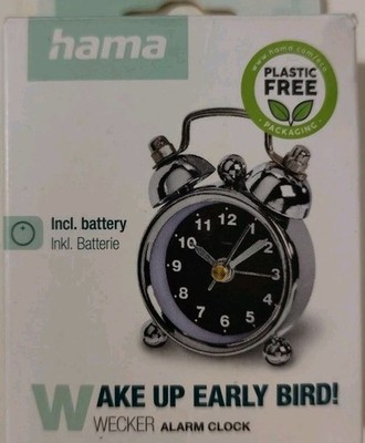 Hama Mini-Wecker Retro Alarm-Uhr Quarz Analog Schwarz
