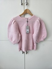 Image of Mint Velvet Pink Puff Sleeve Bow Back Jumper BNWT Size M RRP £99