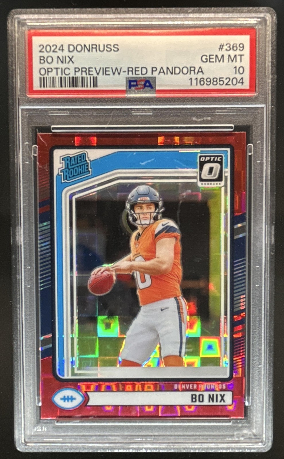 Bo Nix Panini Donruss #369 Optic Preview-Red Pandora