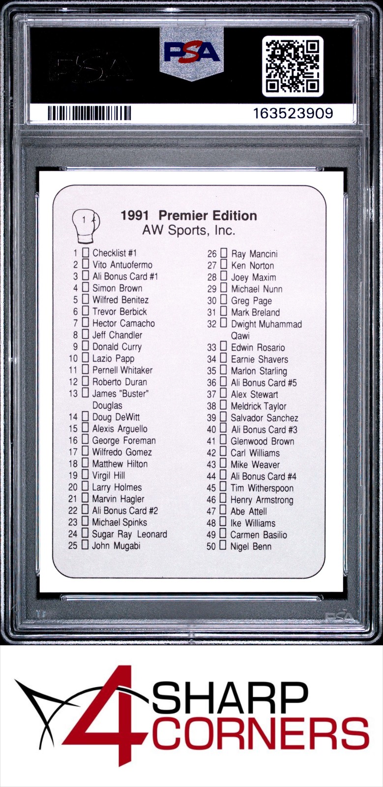 1991 AW SPORTS BOXING #1 MUHAMMAD ALI HOF CHECKLIST #1 PSA 9 view 2