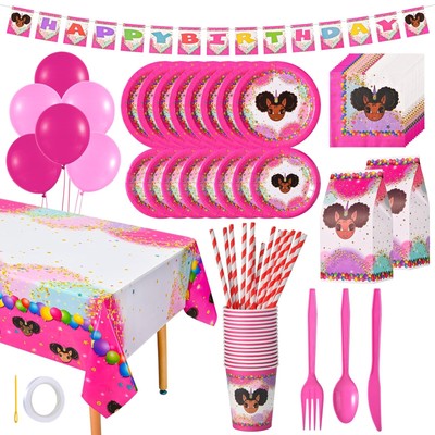 Favorite Faces Afro Puff Unicorn Birthday Party in a Box for 15 guests - Bubb...